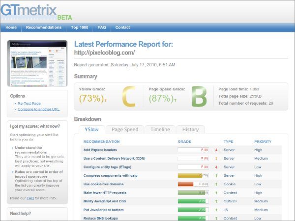 GTmetrix 14 Servicios web gratuitos para webmasters