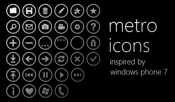 Metro icons inspired by Windows Phone 7 Metro Icon Pack   Colección de iconos gratis inspirados en Windows Phone 7