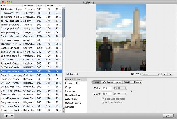 ResizeMe Interfaz ResizeMe   Aplicación gratis para Mac para procesar imágenes