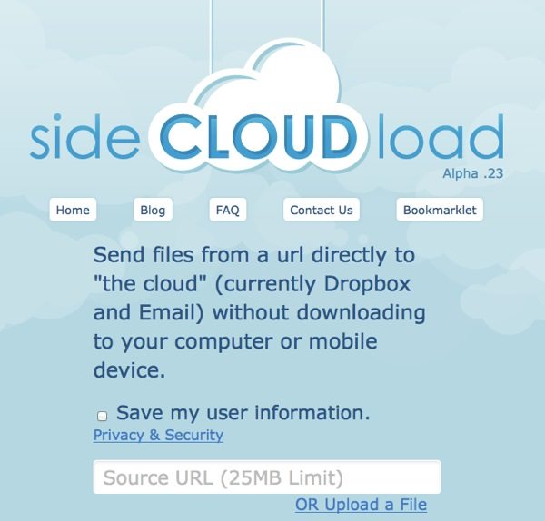 Side Cloud Load - enviar archivos a DropBox o al email