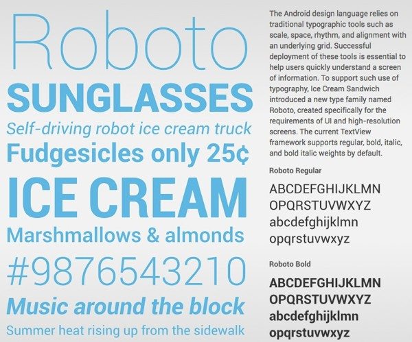 Roboto descargar gratis la tipografía de Android Ice Screen Sandwich