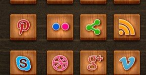 Wood Textured Media Social Icons