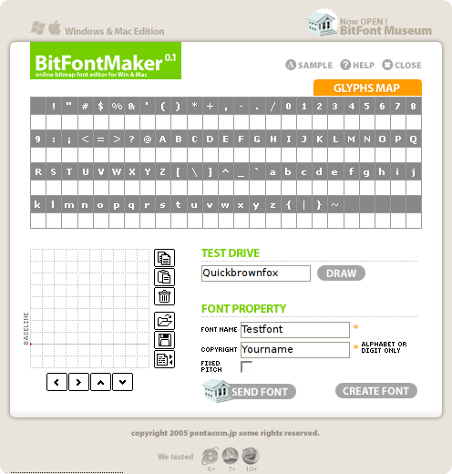 Editor de fuentes online BitFontMAker