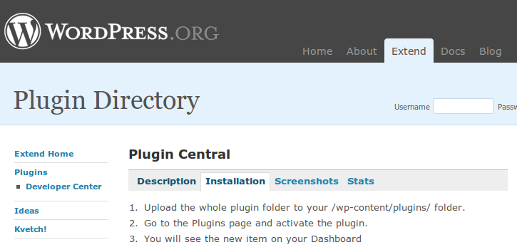 Wordpress Plugin Central - administrar fácilmente los plugins isntalados en tu Worpdress