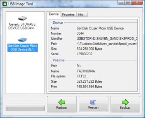 USB Image Tool - Interfase | Captura de pantalla