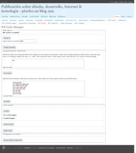 WP-Cache - configuración | Captura de pantalla