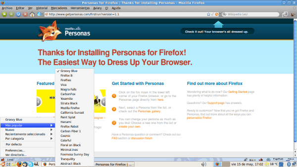 Firefox Personas - Mi Firefox con persona instalado