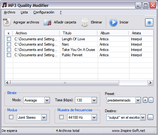 MP3 Quality Modifier - interfaz