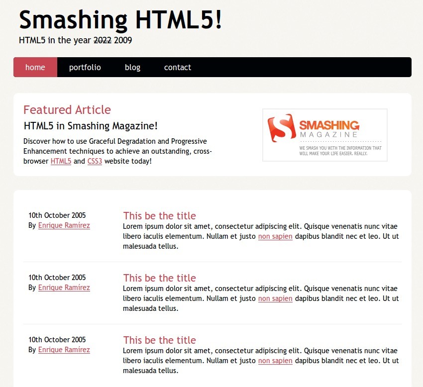 Smahing HTML5 - Template turorial