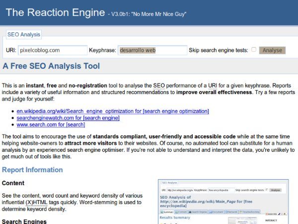 The Reaction Engine - herramienta SEO