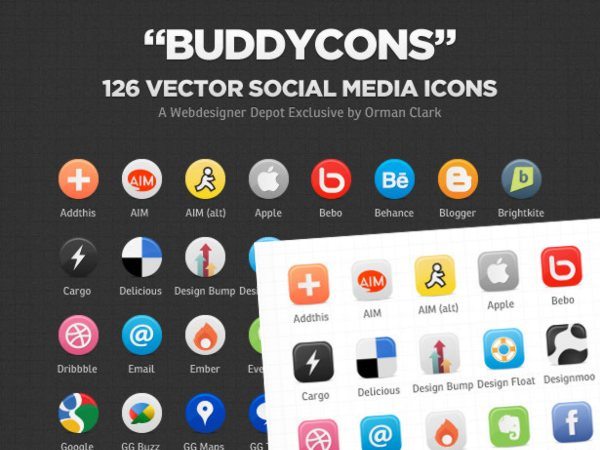 Buddycons vector social icons set