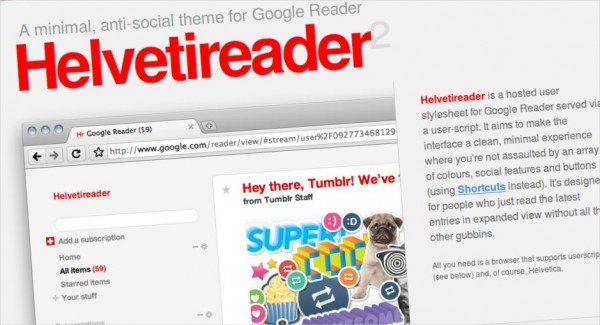 Helvetireader - Template para Google Reader (Greasemonkey script)