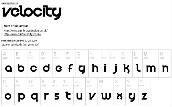 Velocity-free-font
