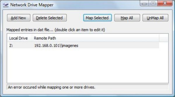 Network Driver Mapper - apliacion para Windows para crear unidades virtuales