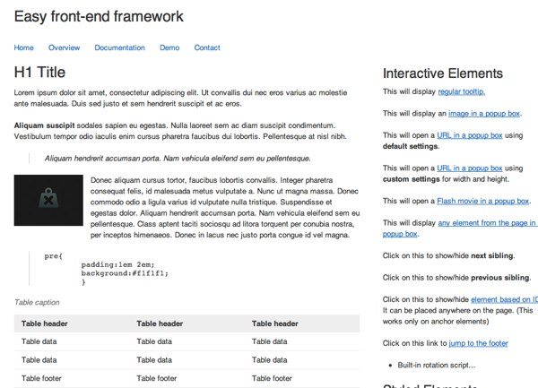 Easy front-end framework - demo page