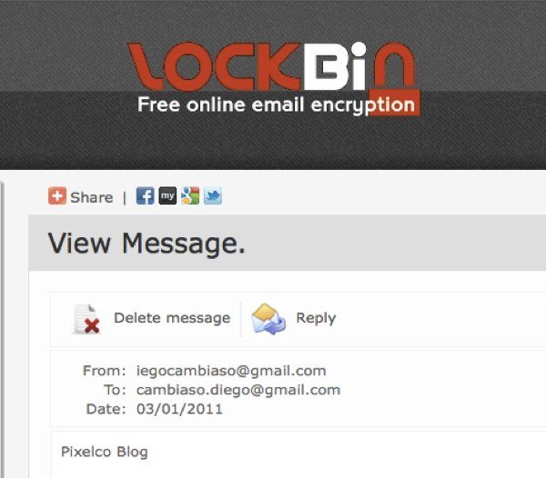Lockbin - mensaje enviado