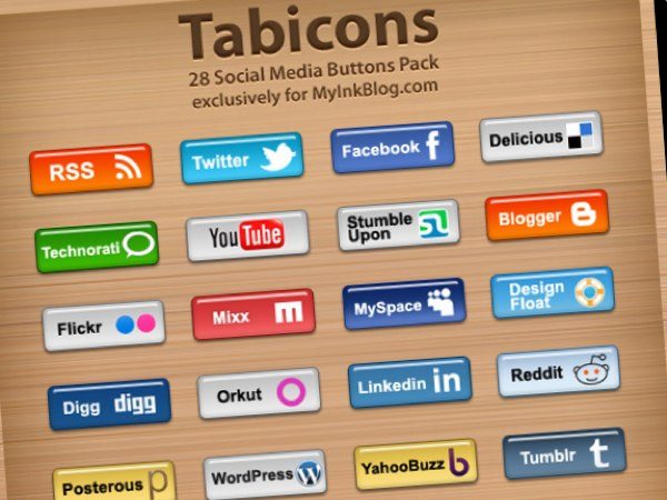 TabIcons - 28 Social Media Buttoms