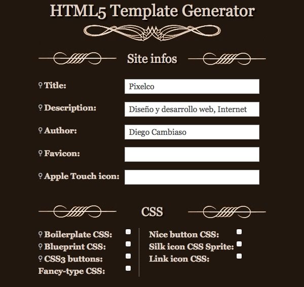 HTML5 Template Generator - Herramienta online para desarrollo web