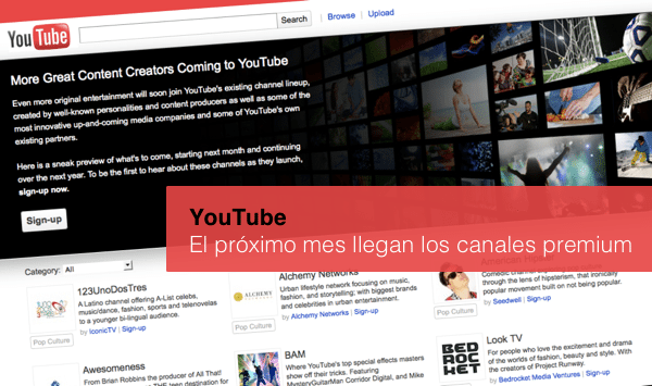 YouTube canales premium