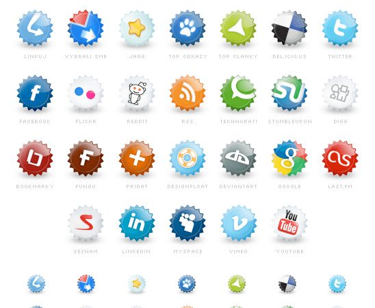 Extended set of social icons