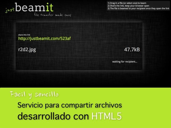 justbeamit servicio para compartir archivos desarrollado con HTML5
