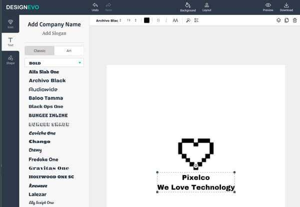 DesignEvo - Editor online gratuito para diseñar logos